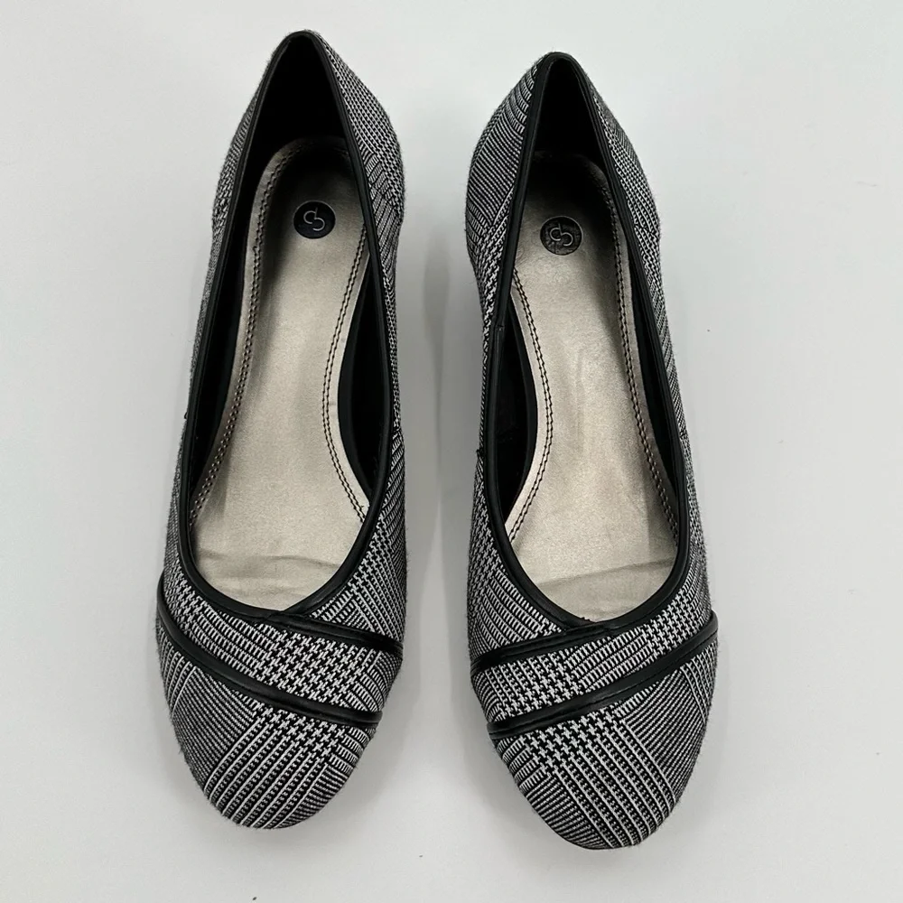 C.P. Company Women’s Robin Black & White Fabric & Patent Comfort Wedges Sz 9.5M